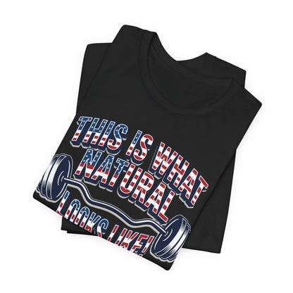Natural Looks American Flag Gym T-Shirt | Motivational Weightlifting Tee