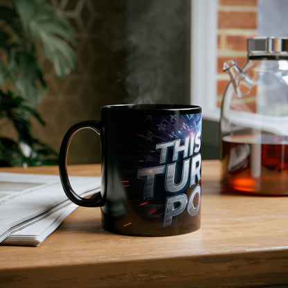 Stunning - Motivational - This Is The Turning Point! - Red White Blue - American Flag Backdrop Design -  Sleek Black Ceramic Coffee Mug - 11oz - 15oz Sizes