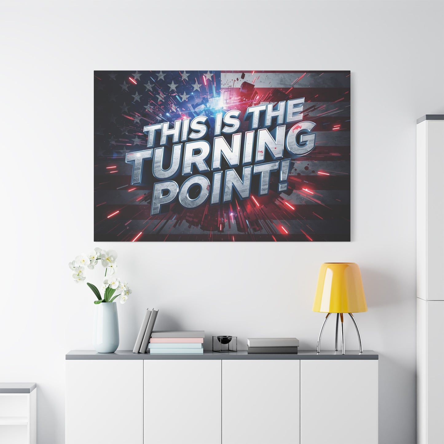 Canvas Print - Patriotic Wall Art - Stunning - Red White Blue - American Flag Backdrop - Charlie Kirk Inspired - This Is The Turning Point! - Multiple Sizes -