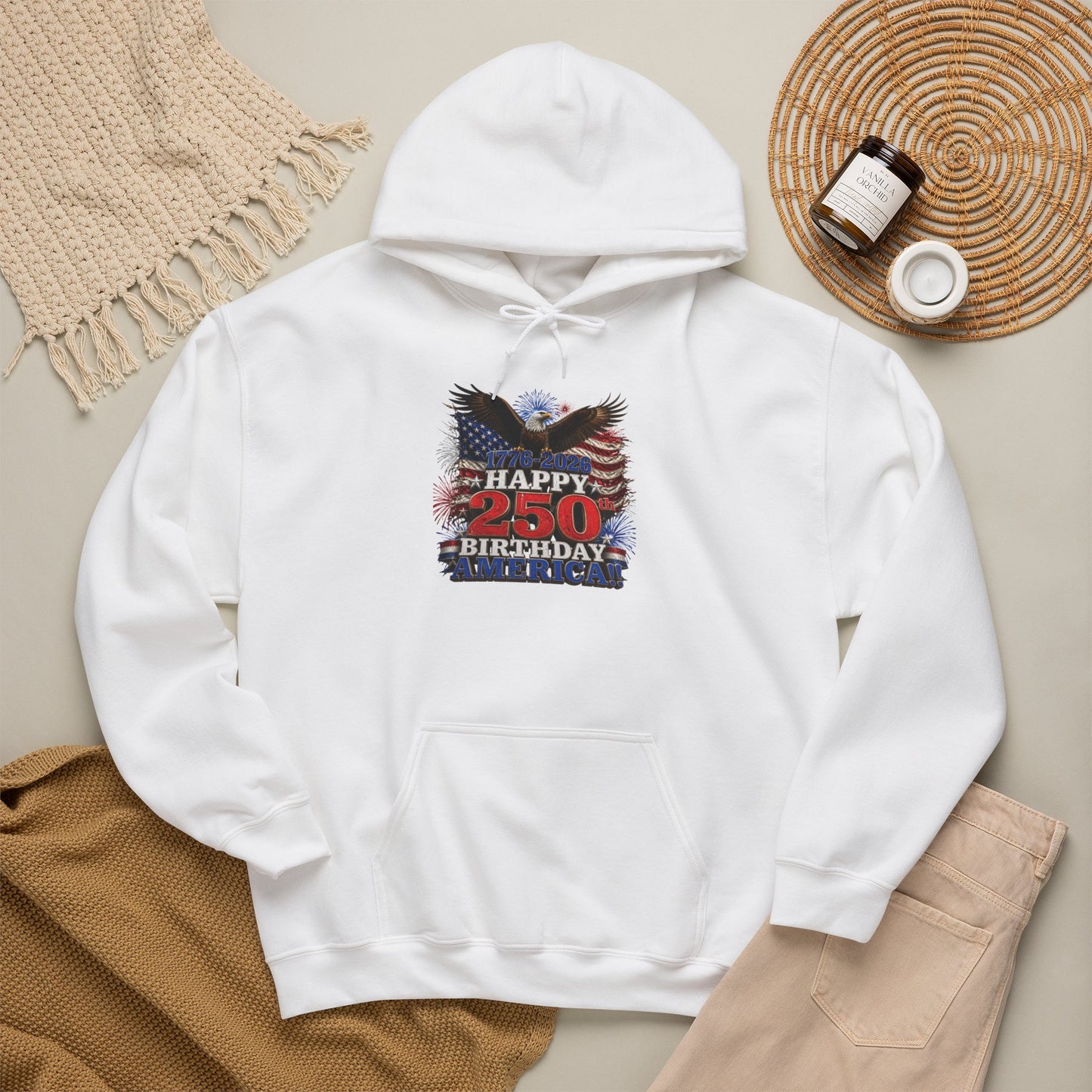 1776–2026 Happy 250th Birthday America!!! Hoodie | Patriotic Eagle & Flag Sweatshirt