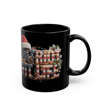 Patriot Fit Life Christmas Coffee Mug - Santa Hat Flag Lettering | 11oz & 15oz