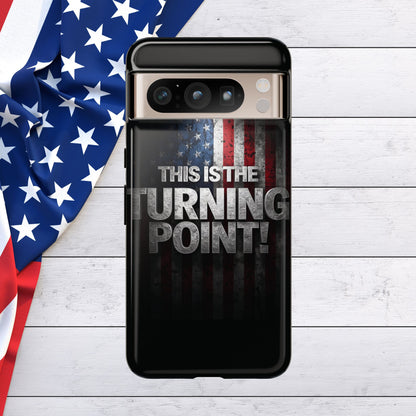 Stunning Patriotic Protective Cell Phone Case -  Charlie Kirk - This Is The Turning Point! - Red White Blue - Beautiful American Flag Backdrop Design - Perfect Gift for Everyday Use, Durable Cover, Stylish Protection