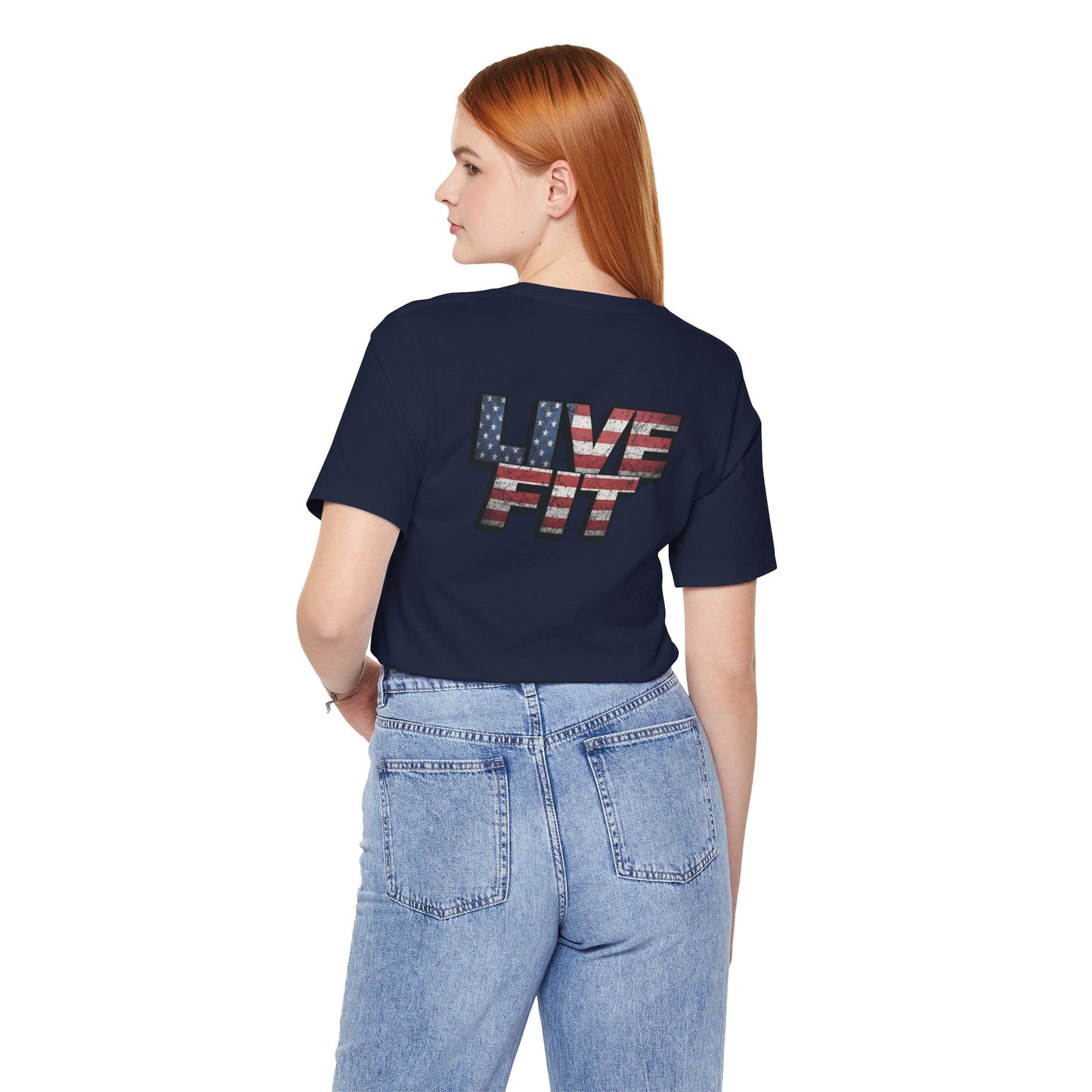 LIVE FIT Patriotic T-Shirt - American Flag Red White Blue - Unisex Fitness Tee