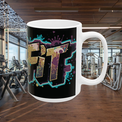 Vibrant  - Live Fit Design  - White Ceramic Mug - 2 Convenient Sizes - 11oz - 15oz -
