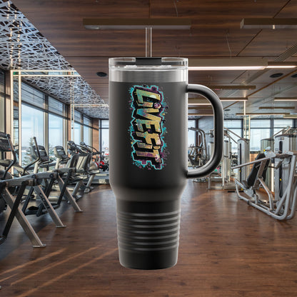 Insulated Travel Mug, Live Fit, 40oz Fitness Water Bottle, Gym Coffee Cup, Durable Travel Tumbler, Motivational Drinkware