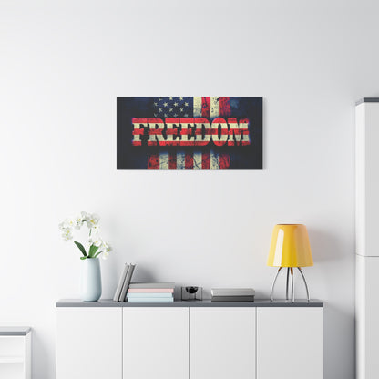 Patriotic Wall Art Print - Freedom Design Canvas Decor - American Flag Red White & Blue Artwork - Christmas Gifts - Independence Day Decoration - Home Gallery Piece -