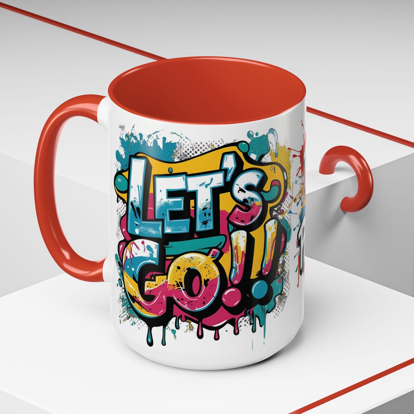Vibrant   Ceramic  Mug    Inspirational      Let's Go!     Graffiti  Mug      Coffee Mug        Progress  Not  Perfection   Sizes   11oz  &  15oz    Birthday Gift   Graduation Gift    8  Different  Color Options