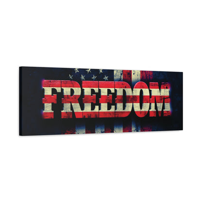 Patriotic Wall Art Print - Freedom Design Canvas Decor - American Flag Red White & Blue Artwork - Christmas Gifts - Independence Day Decoration - Home Gallery Piece -
