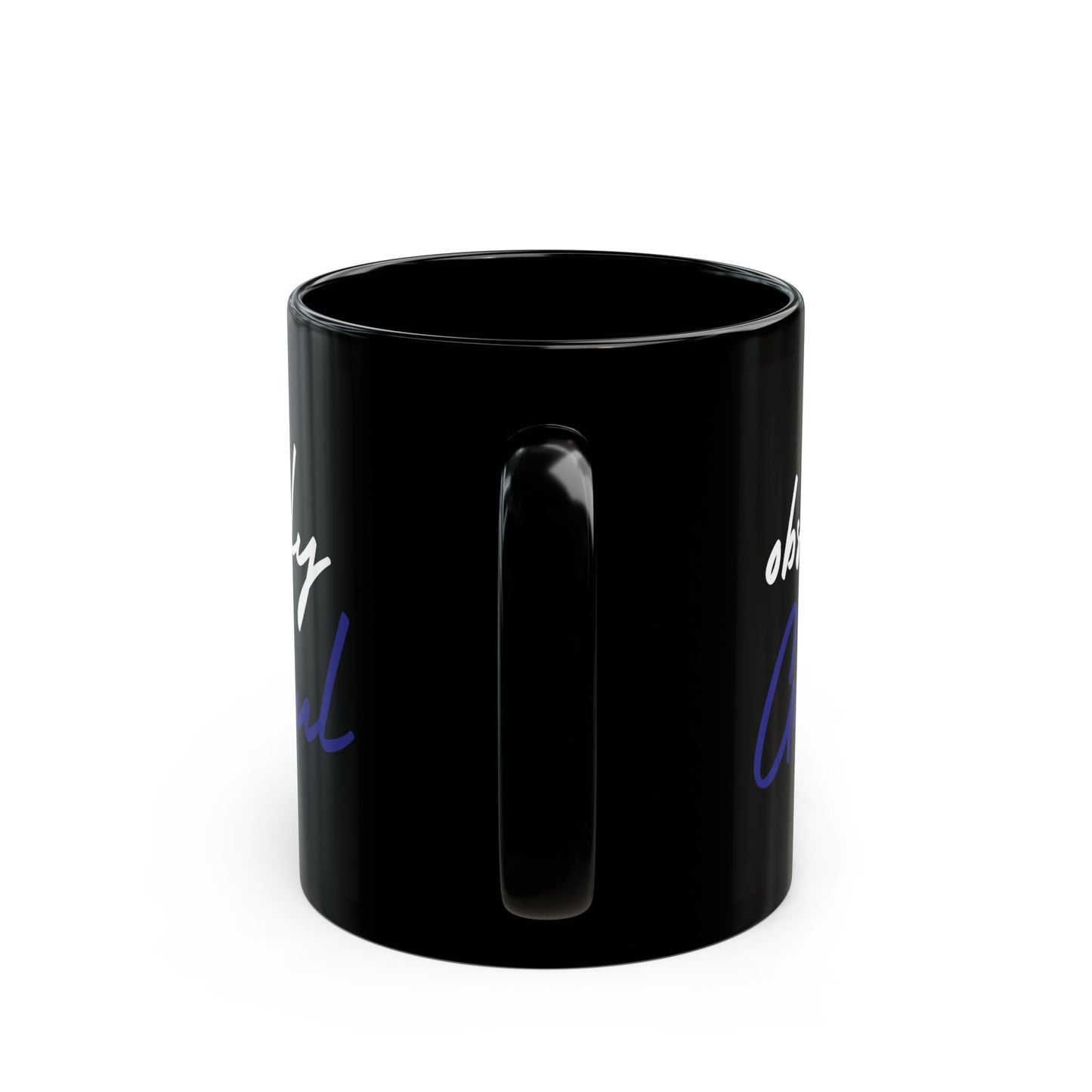 Black Ceramic Mug - Red White Blue Be Obsessively Grateful Print Design - 11oz  15oz