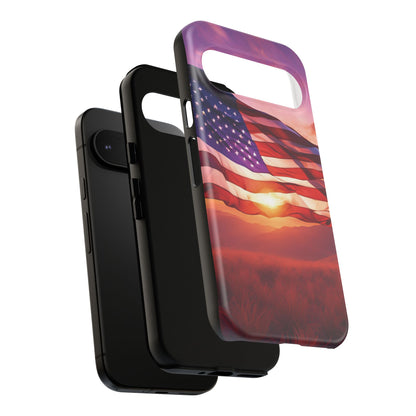 Stylish Phone Case - American Flag At Sunset Design - Patriotic Gift for Veterans - Independence Day -  Summer Vibes -