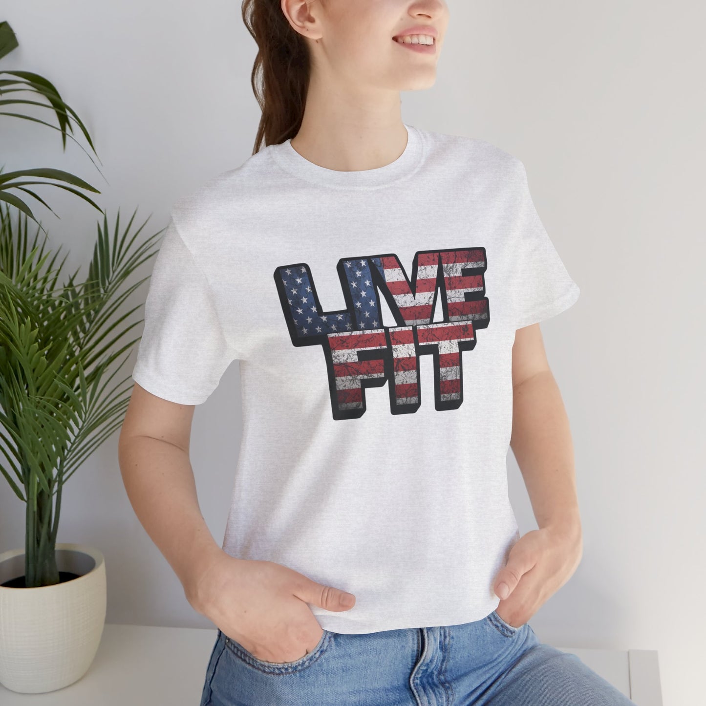 LIVE FIT Patriotic T-Shirt - American Flag Red White Blue - Unisex Fitness Tee