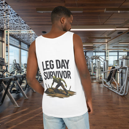 Leg Day Survivor Tank Top - Unisex Fitness Apparel, Gym Gear, Workout Clothing, Workout Gift, Funny Fitness Tee
