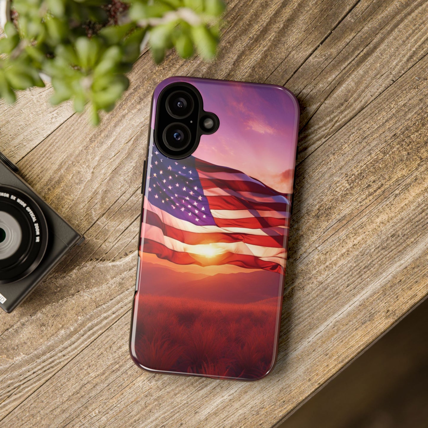 Stylish Phone Case - American Flag At Sunset Design - Patriotic Gift for Veterans - Independence Day -  Summer Vibes -