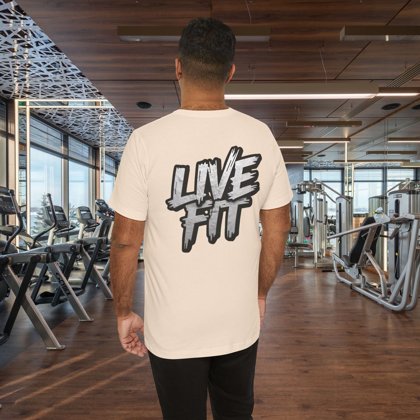 LIVE FIT Unisex Jersey Tee - Fitness Shirt - XS - 4XL -  Workout Apparel -  Motivational T-Shirt - Casual Wear - Gift for Fitness Enthusiasts