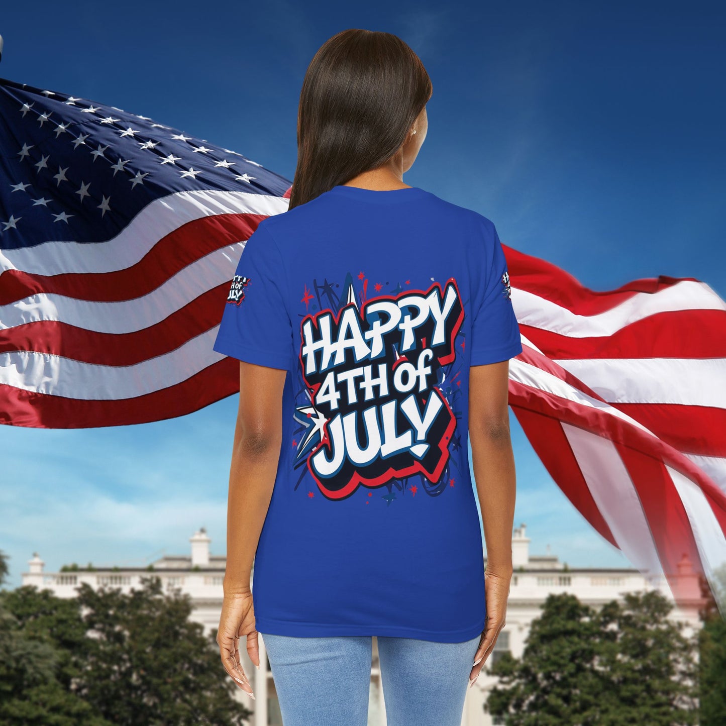 Happy 4th Of July Unisex Jersey Short Sleeve Tee, Independence Day T-Shirt, Patriotic Shirt, Red White Blue Tee, USA Celebration Top