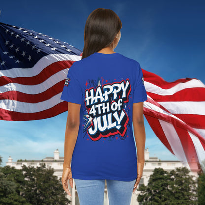 Happy 4th Of July Unisex Jersey Short Sleeve Tee, Independence Day T-Shirt, Patriotic Shirt, Red White Blue Tee, USA Celebration Top