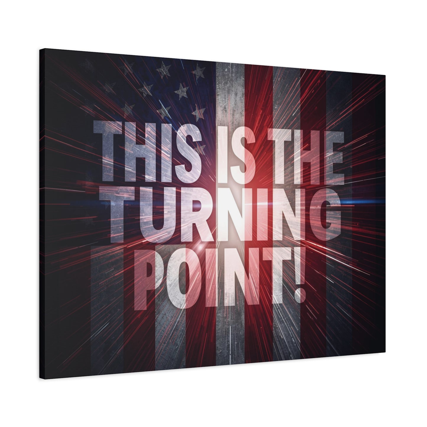 Charlie Kirk - This Is The Turning Point! - Red White Blue - Stunning American Flag Backdrop Design - Patriotic - Motivational Wall Art - Canvas - Multiple Sizes