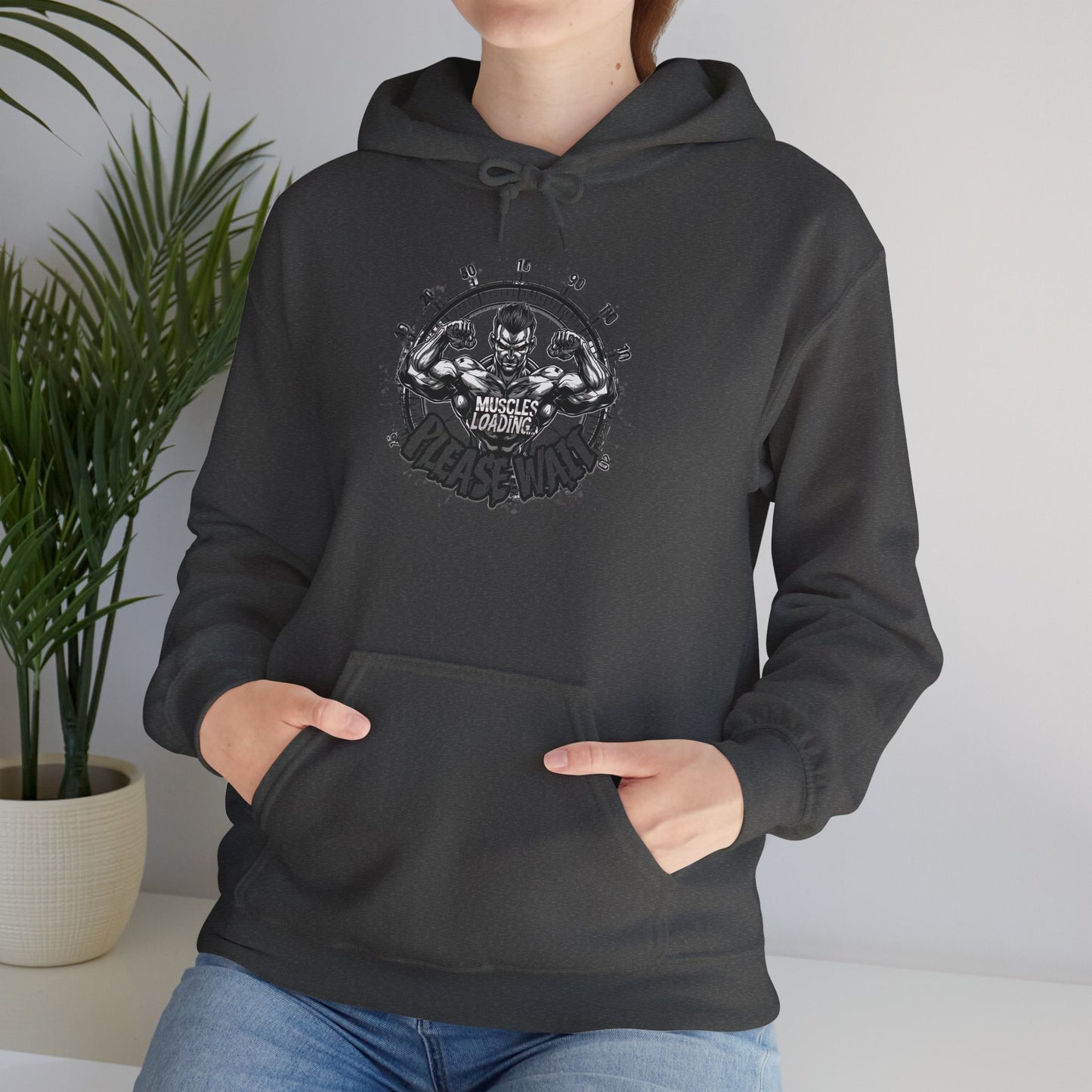 Unisex - Muscles Loading…Please Wait - Heavy Blend™ Hooded Sweatshirt - Motivational Fitness Hoodie - Workout Sweatshirt - Gym Apparel - Inspirational Gift - Holiday Gift