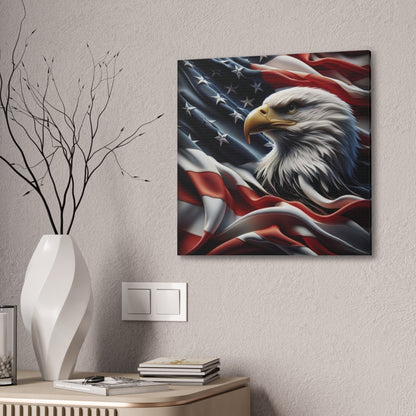 Patriotic Canvas Wall Art - American Eagle - American Flag Background Design - Red White Blue - Home Decor for Veterans -  Memorial Day -  Independence Day -  Holiday Gifts -