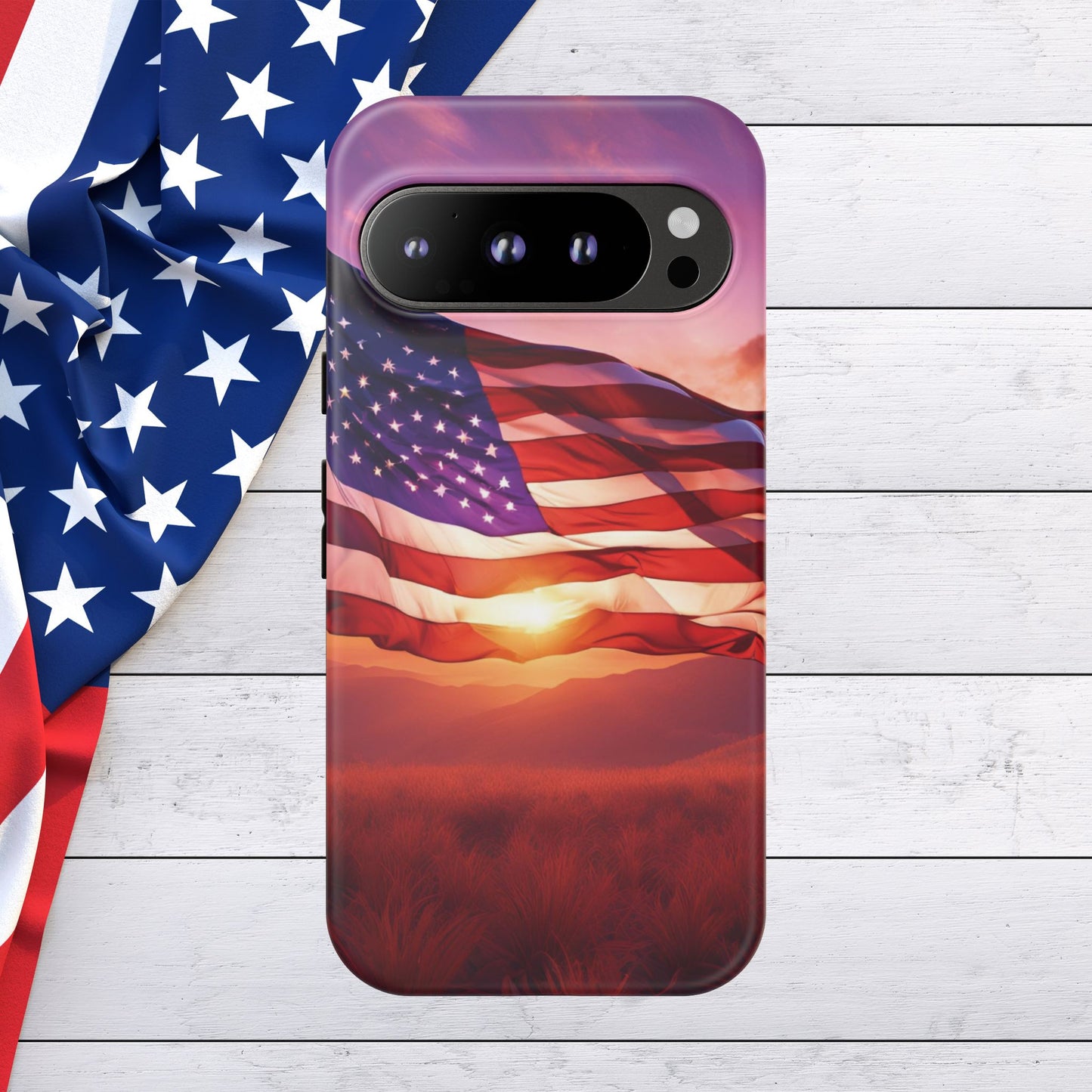 Stylish Phone Case - American Flag At Sunset Design - Patriotic Gift for Veterans - Independence Day -  Summer Vibes -