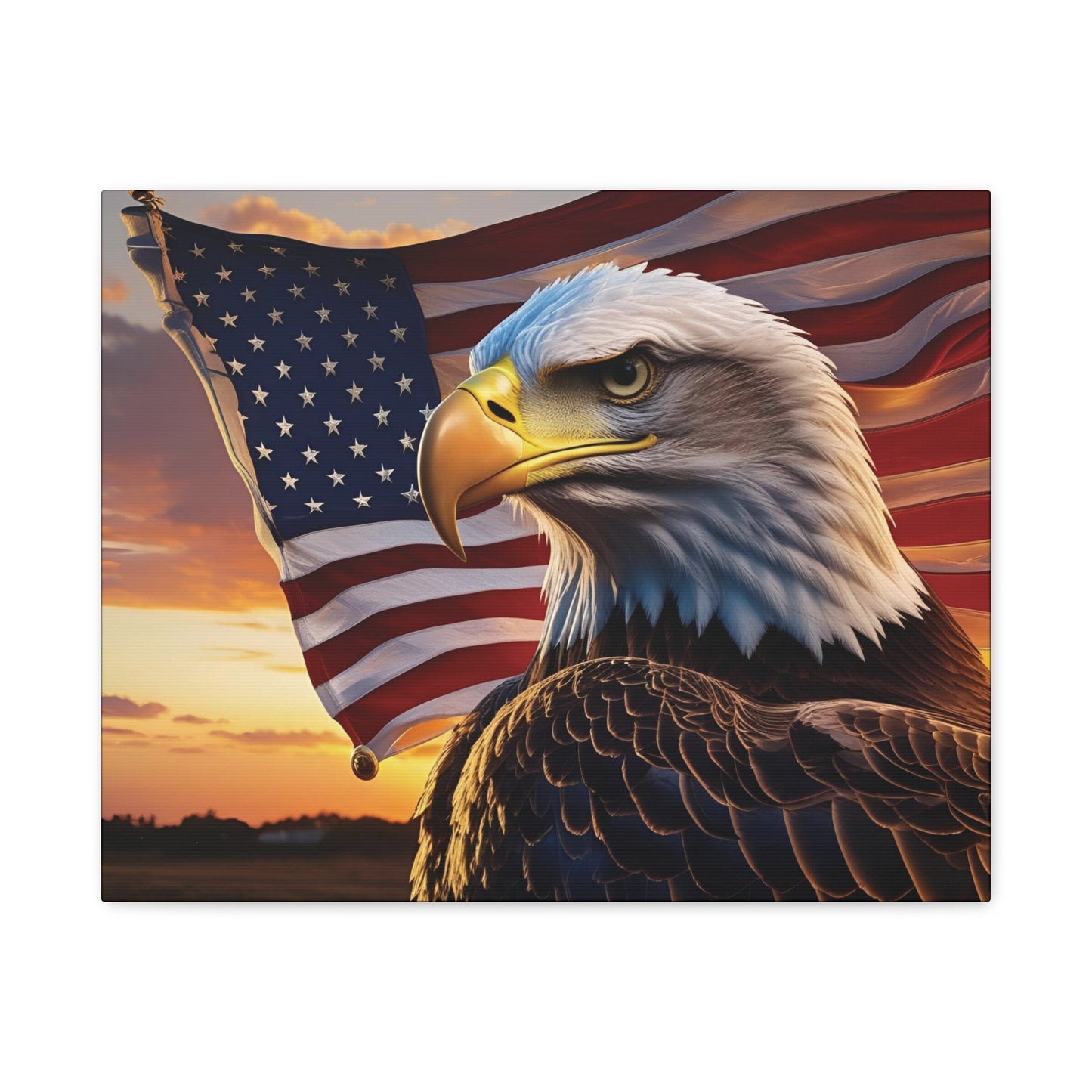 Patriotic Eagle Canvas Wall Art, Stretched Eagle Art, American Flag Decor, Veteran's Day Gift, 4th of July Decoration, Home Gallery Wall