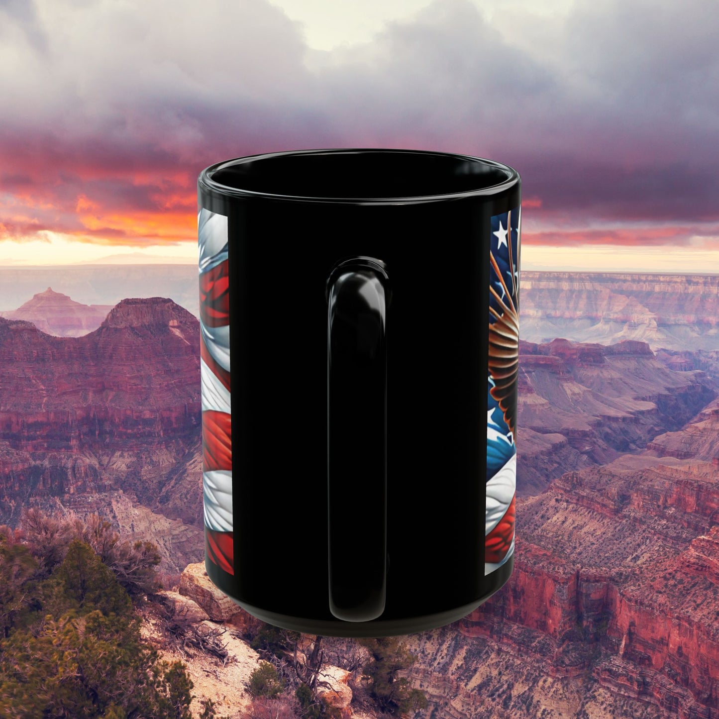 Eye-Catching  Patriotic   Bald Eagle   American Flag   Red White & Blue   Black Mug   11oz  &  15oz  Perfect for Celebrations and Gifting