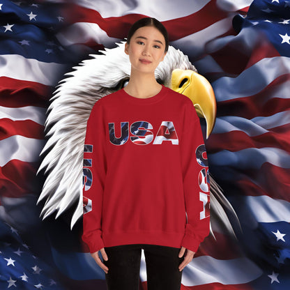 Patriotic USA Red White Blue - Crewneck Sweatshirt - Unisex Pullover - S-5XL