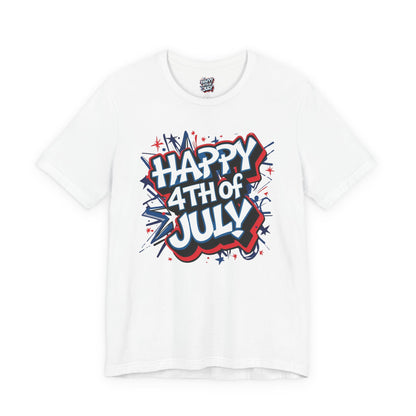 Happy 4th Of July Unisex Jersey Short Sleeve Tee, Independence Day T-Shirt, Patriotic Shirt, Red White Blue Tee, USA Celebration Top