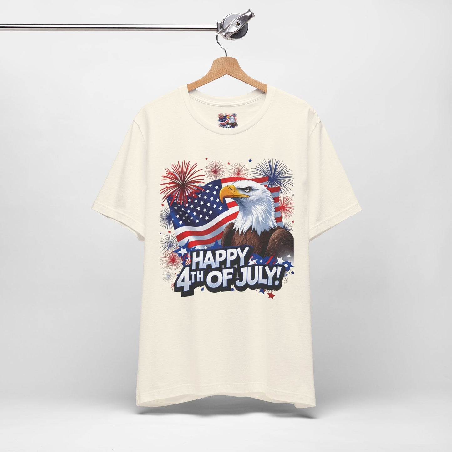 Happy 4th of July Graphic T-Shirt - Patriotic Bald Eagle - American Flag Tee - XS-4XL