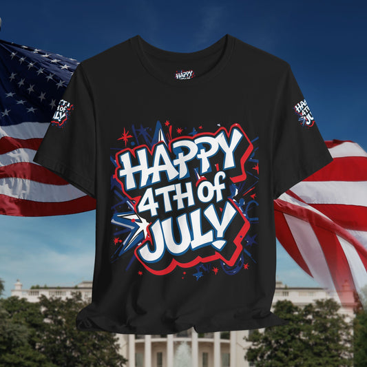 Happy 4th Of July Unisex Jersey Short Sleeve Tee, Independence Day T-Shirt, Patriotic Shirt, Red White Blue Tee, USA Celebration Top