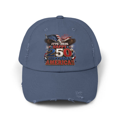 250th American Flag Fireworks Distressed Cap — 1776-2026 Patriotic Hat