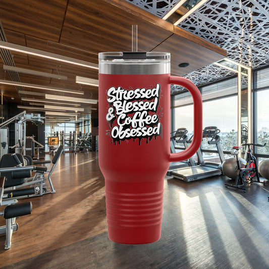 40oz. Insulated Travel Mug: Stressed Blessed, & Coffee Obsessed Print, 7 Different Color Options, Perfect Gift for Coffee Lovers, Gym Goers, Travel Enthusiasts, Holiday [...]