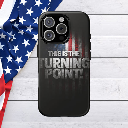 Stunning Patriotic Protective Cell Phone Case -  Charlie Kirk - This Is The Turning Point! - Red White Blue - Beautiful American Flag Backdrop Design - Perfect Gift for Everyday Use, Durable Cover, Stylish Protection