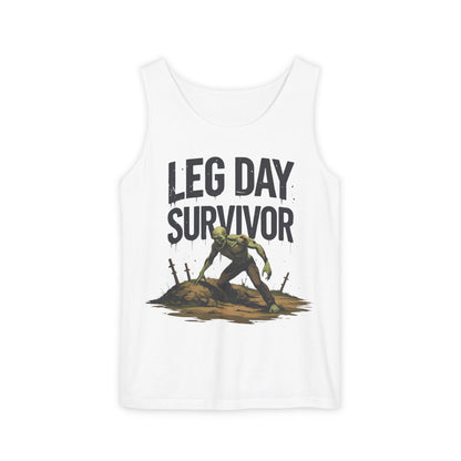 Leg Day Survivor! - Garment-Dyed Tank Top - Funny Gym Tank - Unisex Fitness Apparel - XS-3XL