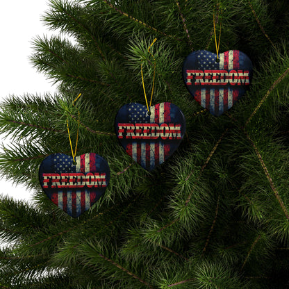 Patriotic Ornaments - Freedom American Flag Design - Red White & Blue - Same Design Both Sides