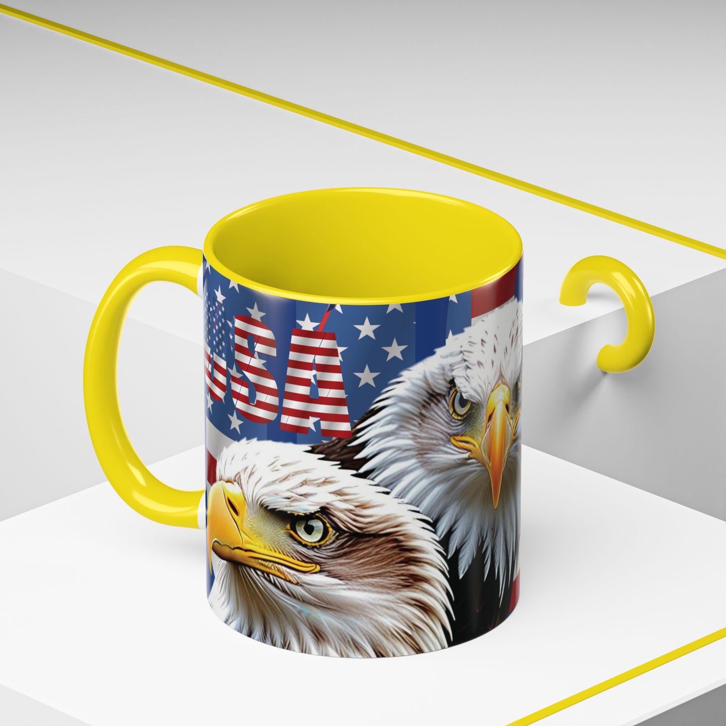 🇺🇸 Eye-Catching  🇺🇸 Patriotic  🇺🇸 Bald Eagle   🇺🇸 Red White & Blue  🇺🇸 USA  🇺🇸 Accent Coffee Mug   🇺🇸🇺🇸 11oz  &  🇺🇸 15oz  🇺🇸 Sizes 🇺🇸 8  Color Options   🇺🇸 Red     🇺🇸 Black    🇺🇸 Light Blue   🇺🇸 Yellow   🇺🇸 Orange   🇺🇸 Navy   🇺🇸 Pink   🇺🇸 Purple