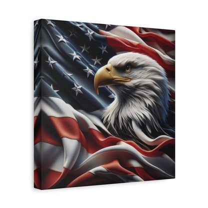 Patriotic Eagle Gallery Wrapped Canvas Art - American Flag Wall Decor - Red White Blue - USA Pride - Holiday Gift -  4th of July Home Decoration - Veteran Gift -  USA Theme Art - Print On Sides - Mirror Sides -