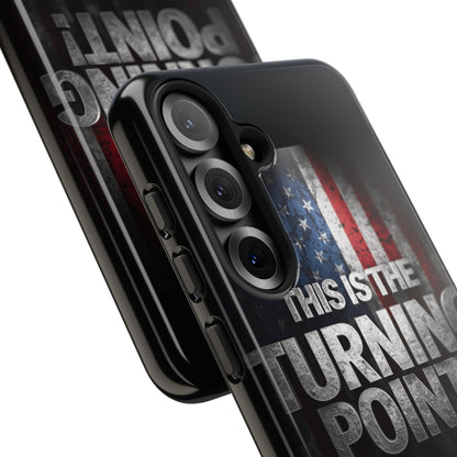 Stunning Patriotic Protective Cell Phone Case -  Charlie Kirk - This Is The Turning Point! - Red White Blue - Beautiful American Flag Backdrop Design - Perfect Gift for Everyday Use, Durable Cover, Stylish Protection