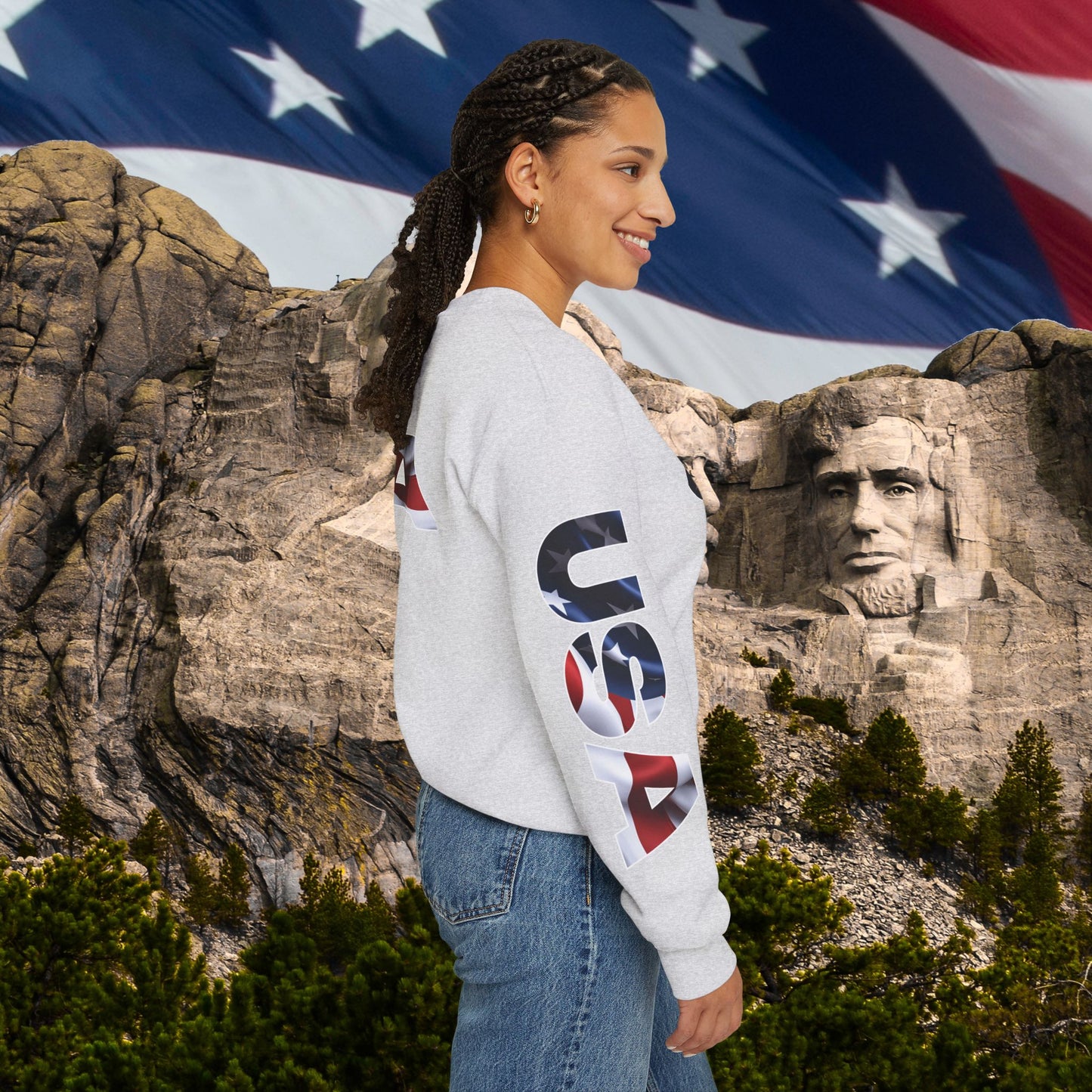 Patriotic USA Red White Blue - Crewneck Sweatshirt - Unisex Pullover - S-5XL