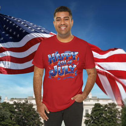 Happy 4th Of July, Print Design T-Shirt, Independence Day, American Flag, Bald Eagle, Red White Blue