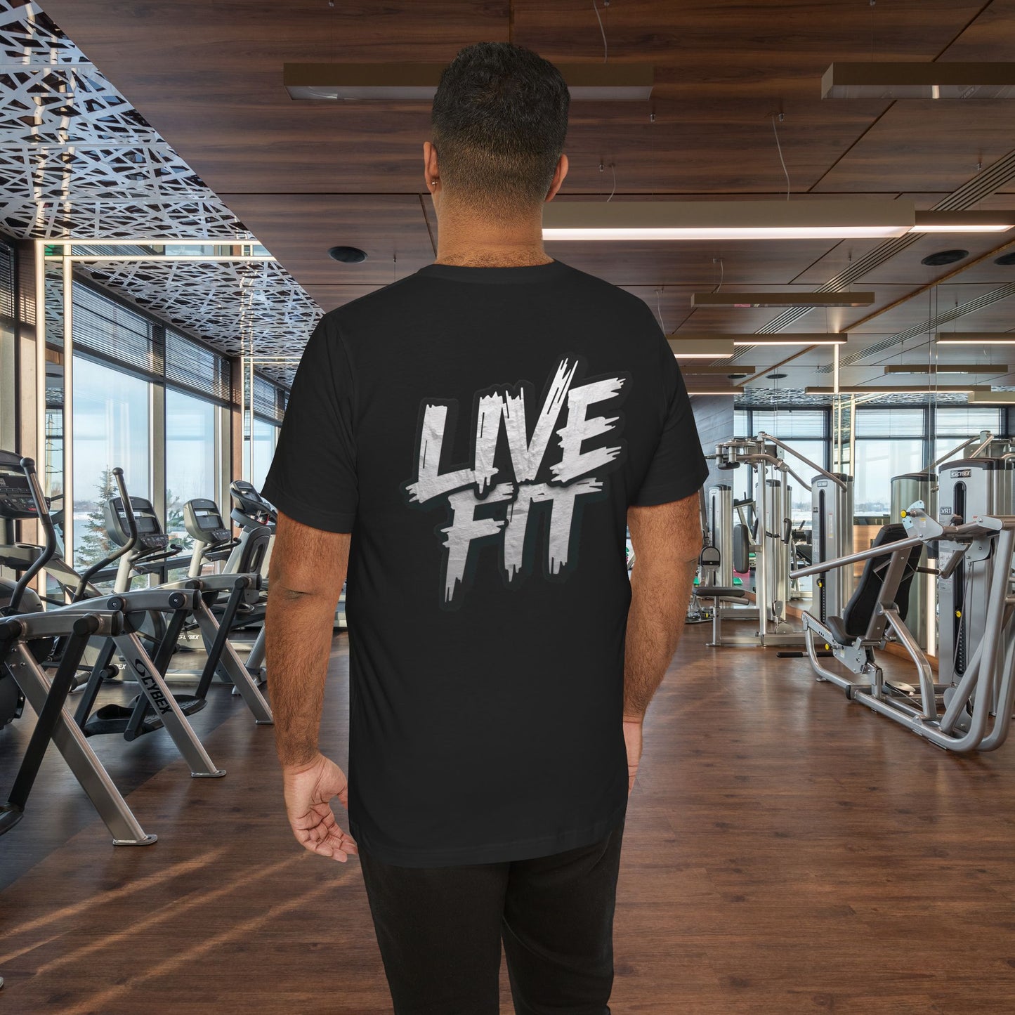 LIVE FIT Unisex Jersey Tee - Fitness Shirt - XS - 4XL -  Workout Apparel -  Motivational T-Shirt - Casual Wear - Gift for Fitness Enthusiasts