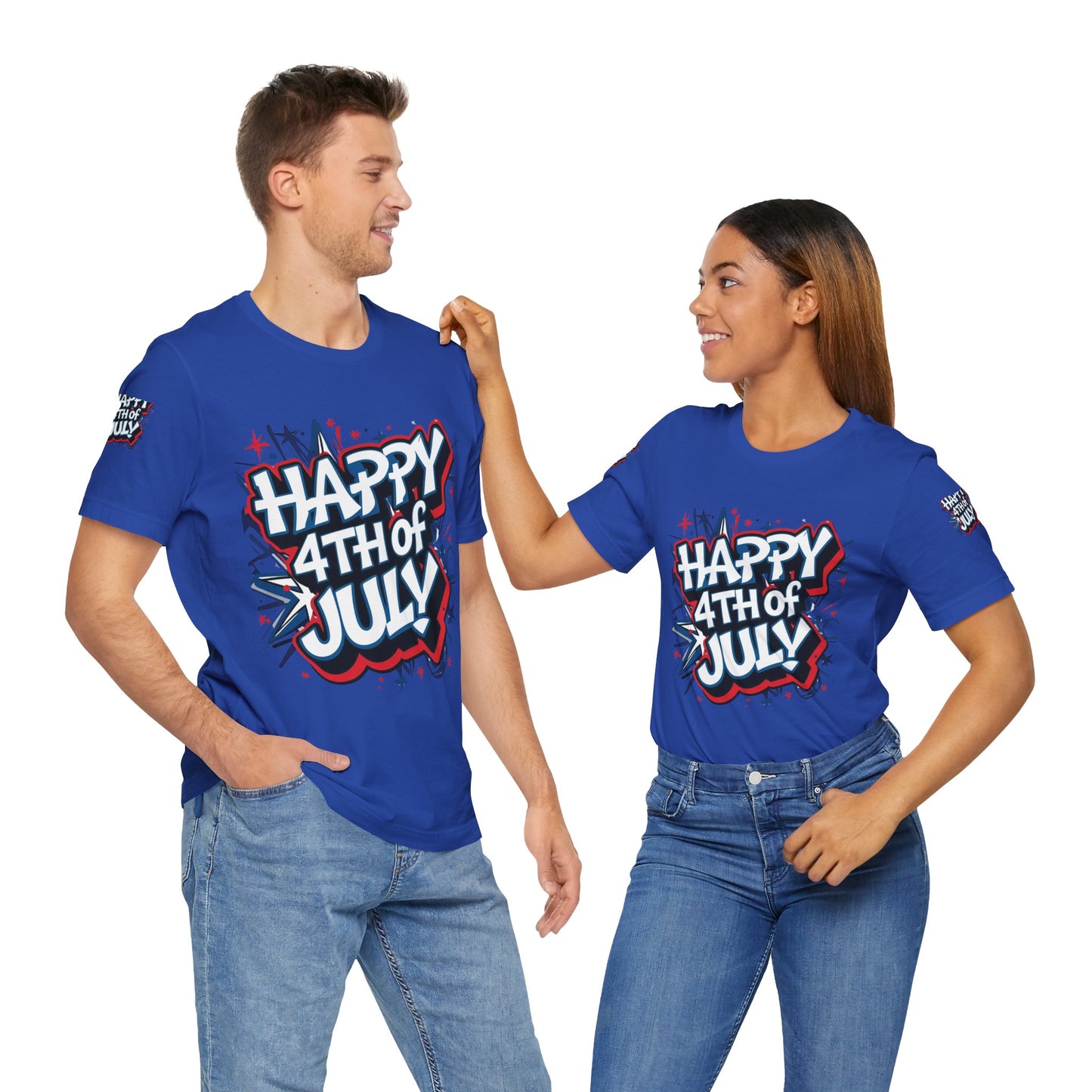 Happy 4th Of July Unisex Jersey Short Sleeve Tee, Independence Day T-Shirt, Patriotic Shirt, Red White Blue Tee, USA Celebration Top