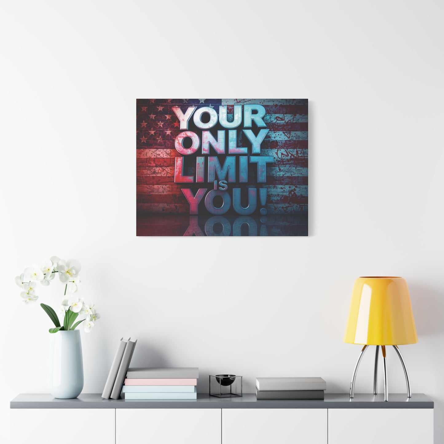 Gallery Wrapped - Motivational Canvas Wall Art - Your Only Limit Is You! - Inspirational Decor for Home Office - Inspirational Gift - Vintage American Flag - Limitless Living - Personal [...]