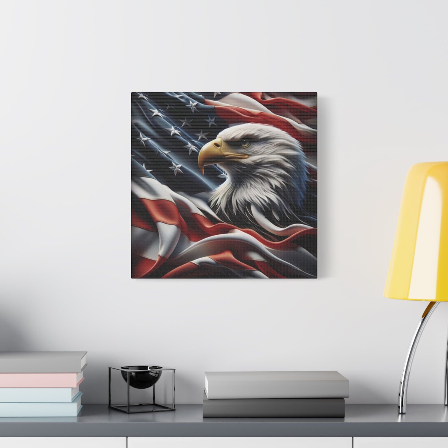 Patriotic Eagle Gallery Wrapped Canvas Art - American Flag Wall Decor - Red White Blue - USA Pride - Holiday Gift -  4th of July Home Decoration - Veteran Gift -  USA Theme Art - Print On Sides - Mirror Sides -
