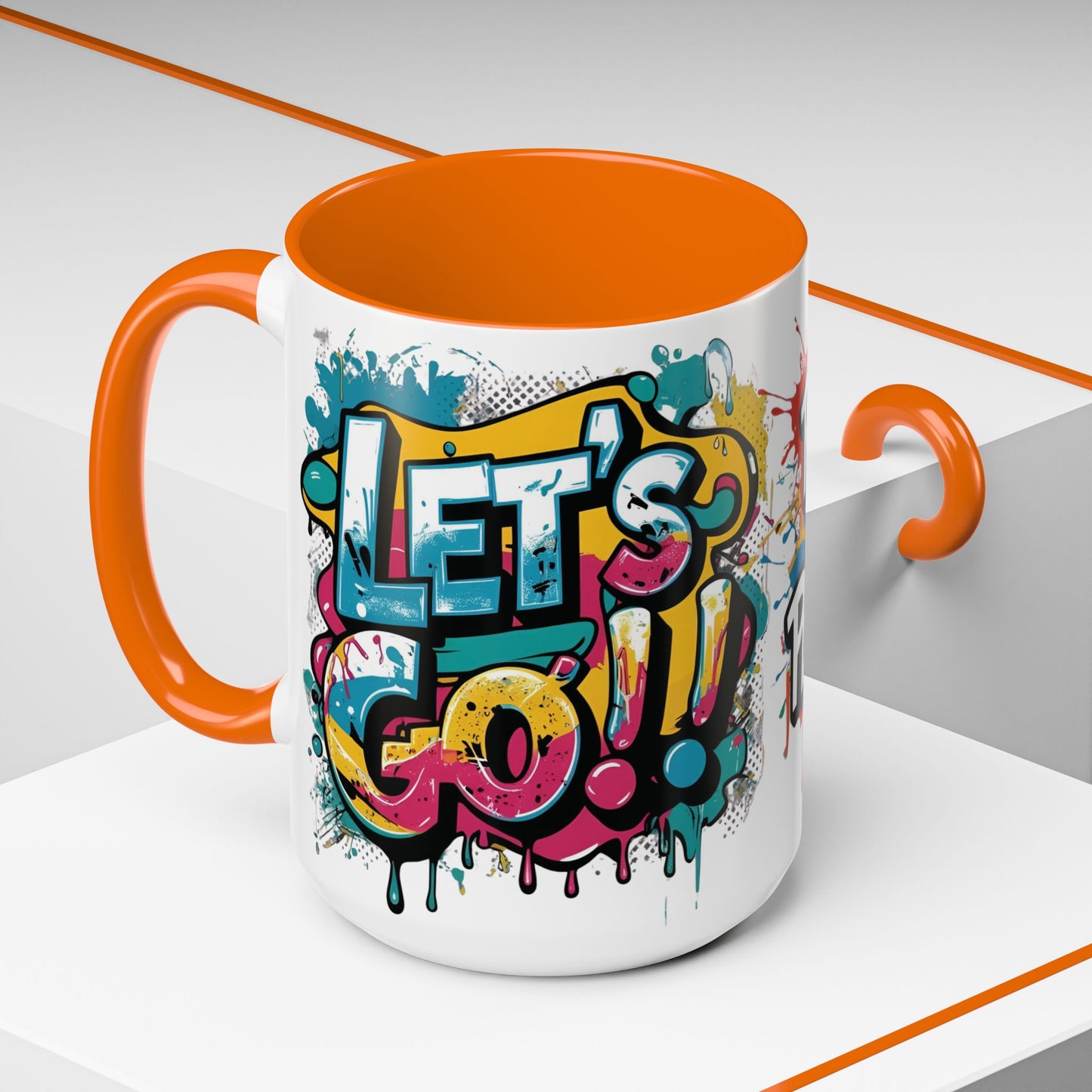 Vibrant   Ceramic  Mug    Inspirational      Let's Go!     Graffiti  Mug      Coffee Mug        Progress  Not  Perfection   Sizes   11oz  &  15oz    Birthday Gift   Graduation Gift    8  Different  Color Options