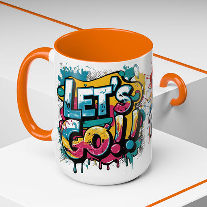 Vibrant   Ceramic  Mug    Inspirational      Let's Go!     Graffiti  Mug      Coffee Mug        Progress  Not  Perfection   Sizes   11oz  &  15oz    Birthday Gift   Graduation Gift    8  Different  Color Options