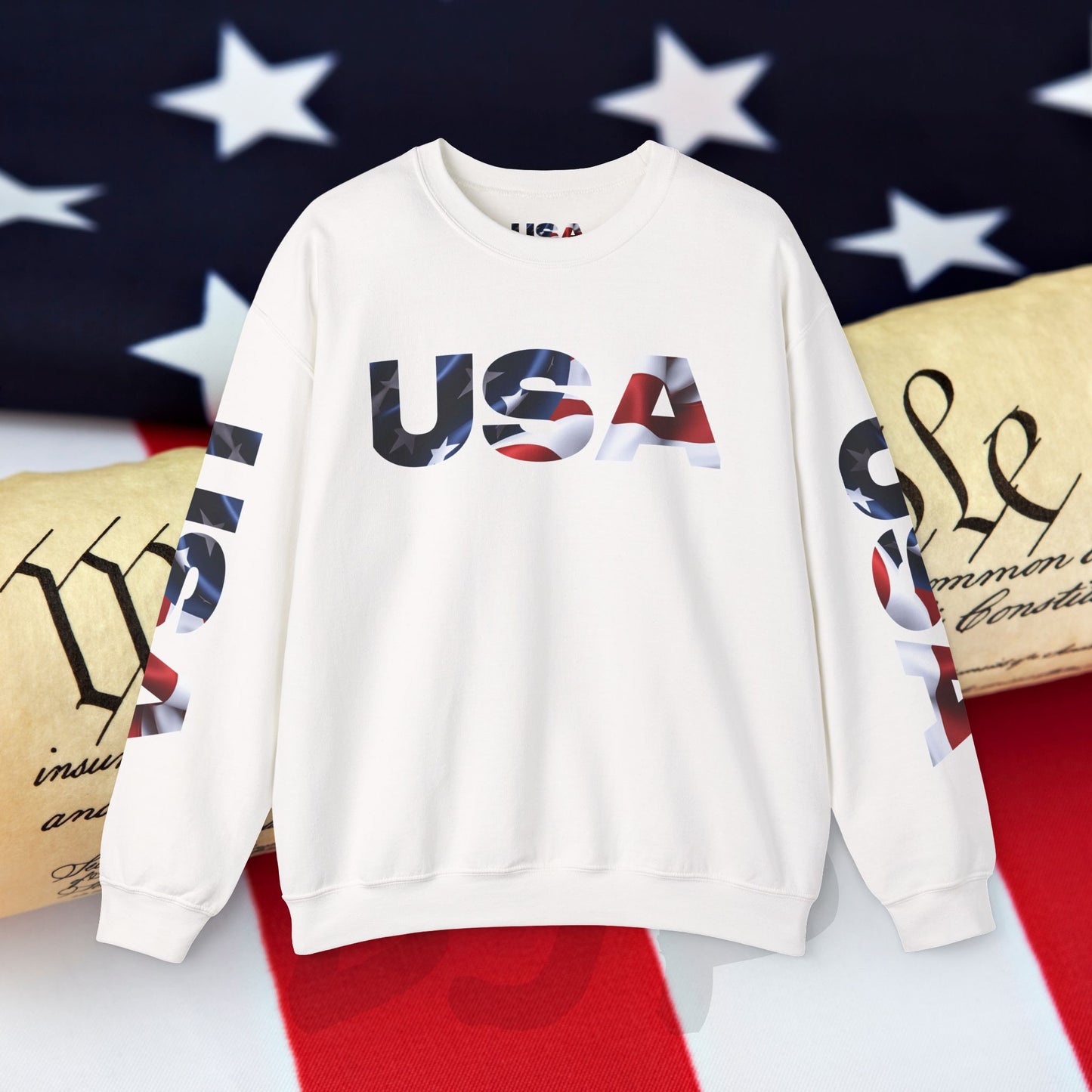 Patriotic USA Crewneck Sweatshirt - Unisex Heavy Blend - American Pride - National Pride Gift - S-5XL