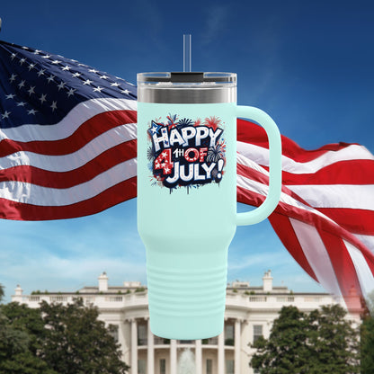Patriotic Insulated Travel Mug - 40oz - Perfect for 4th of July Celebrations, BBQs, Camping, Family Gatherings, Gifts!