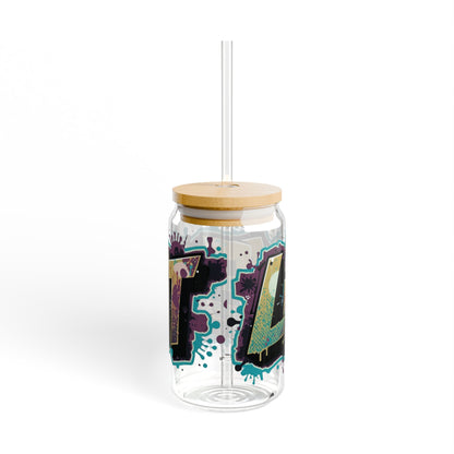 LIVE FIT - Graffiti Art Sipper Glass - 16oz - Unique Drinkware - Cool Gift - Summer Beverage - Eco-Friendly - Stylish Decor
