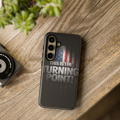 Stunning Patriotic Protective Cell Phone Case -  Charlie Kirk - This Is The Turning Point! - Red White Blue - Beautiful American Flag Backdrop Design - Perfect Gift for Everyday Use, Durable Cover, Stylish Protection